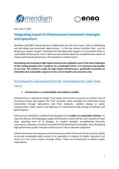Integrating impact in infrastructure investment activities